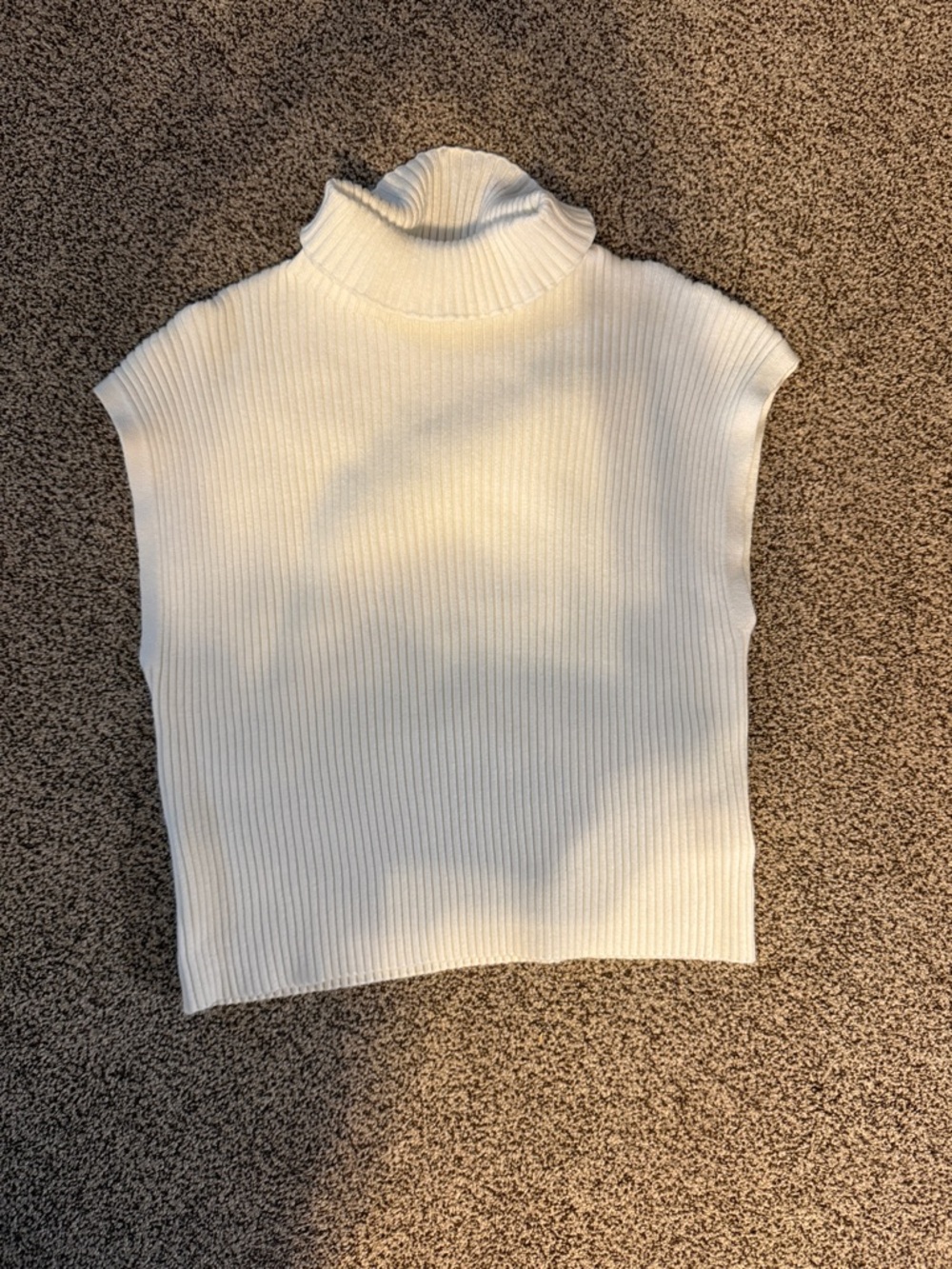 SHEIN Cream Ribbed Sleeveless Turtleneck Sweater